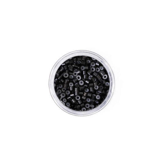 Mini Silicone-Lined Beads (Nickel-Free, 250 pcs.) - 4mm x 2mm x 3mm - Black