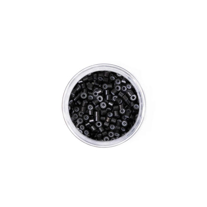 Mini Silicone-Lined Beads (Nickel-Free, 250 pcs.) - 4mm x 2mm x 3mm - Black