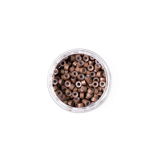 Silicone-Lined Beads (Nickel-Free, 250 pcs.) - 5mm x 3mm x 3mm - Light Brown