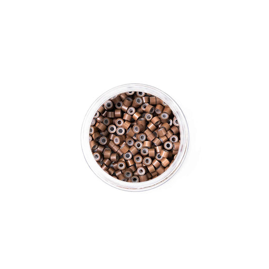 Mini Silicone-Lined Beads (Nickel-Free, 250 pcs.) - 4mm x 2mm x 3mm - Light Brown