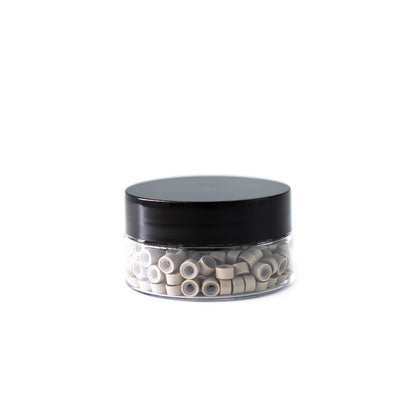 Silicone-Lined Beads (Nickel-Free, 250 pcs.) - 5mm x 3mm x 3mm - Light Grey