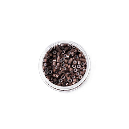 Mini Silicone-Lined Beads (Nickel-Free, 250 pcs.) - 4mm x 2mm x 3mm - Medium Brown